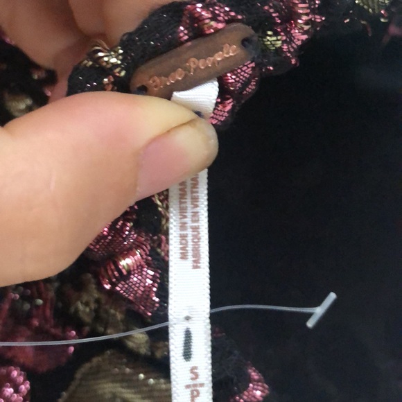 Free People Metallic mini flare black and pink dress - Picture 6 of 6